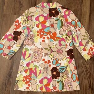 Floral print F.L.MALIK jacket with 3/4 sleeves and button closure Size Large